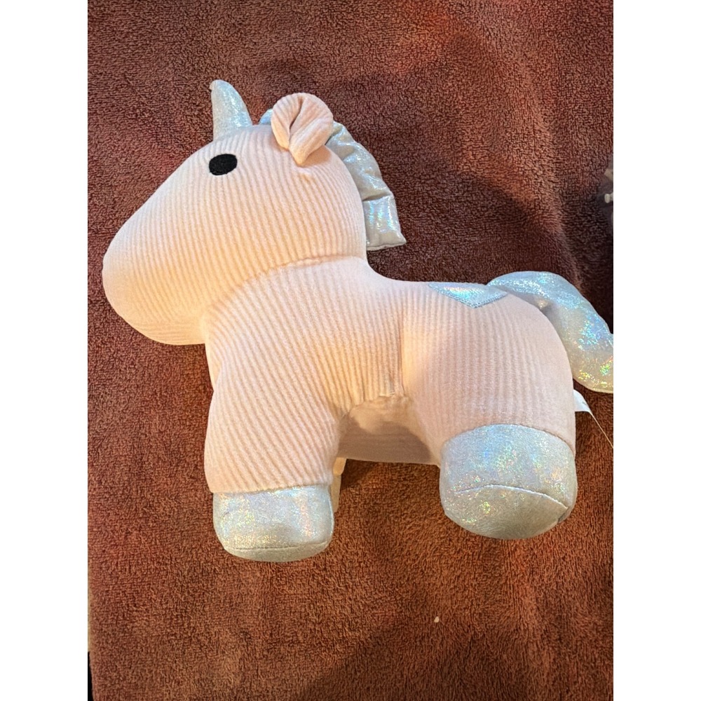 Hobby Lobby Pink Corduroy Unicorn Plush  Silver 10 inch